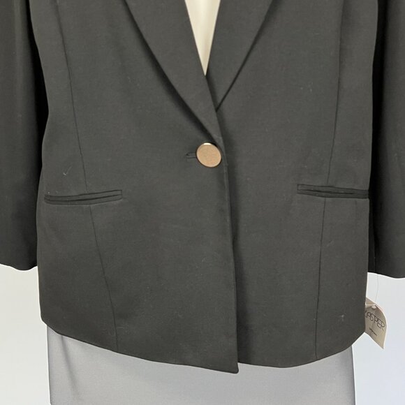 Kasper Womens Plus Black Notch Collar Blazer Zip Cuffs Single Button size 22W - Picture 3 of 13